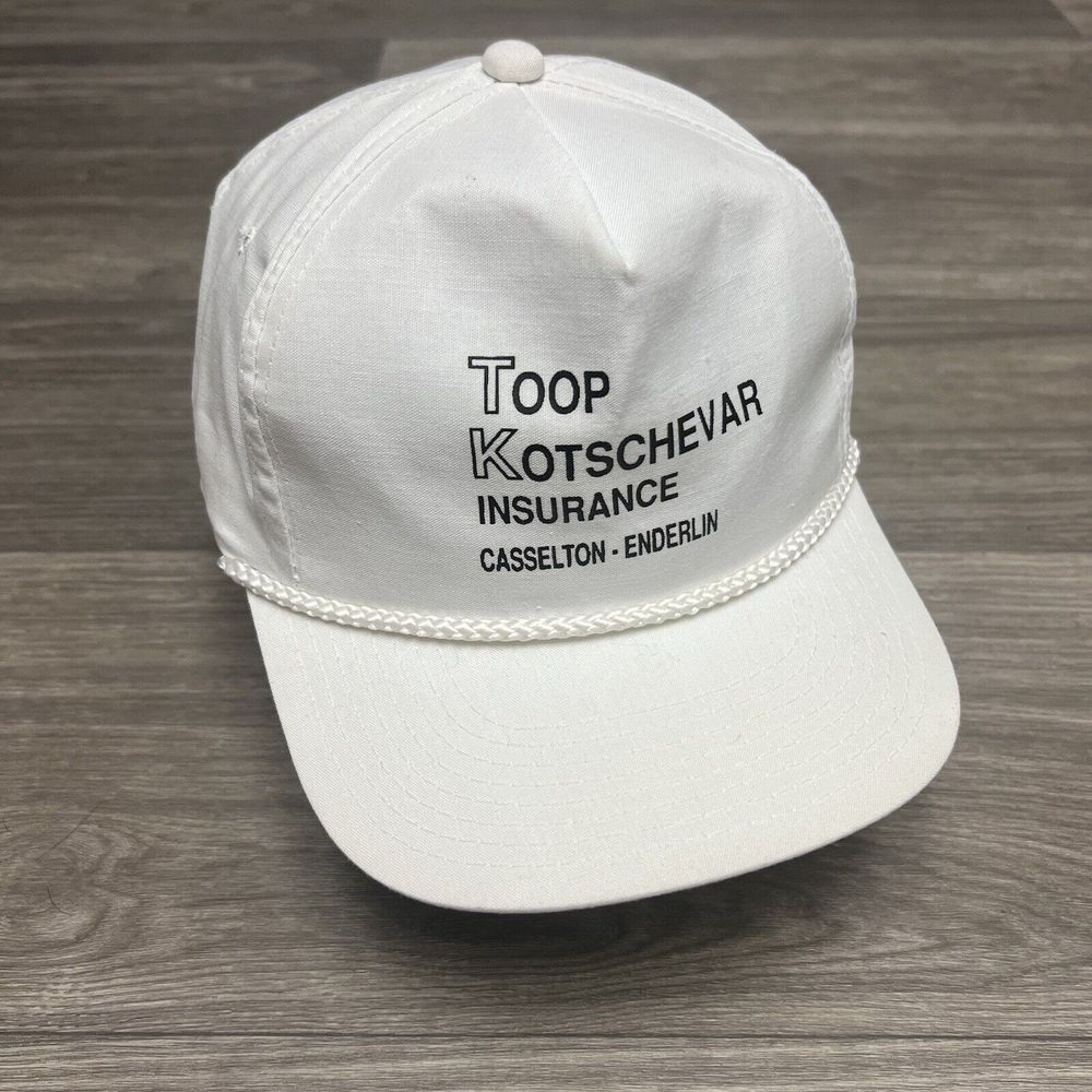 Vintage 90s Youngan Insurance Promo Snapback Hat White Black Trucker Rope Cap
